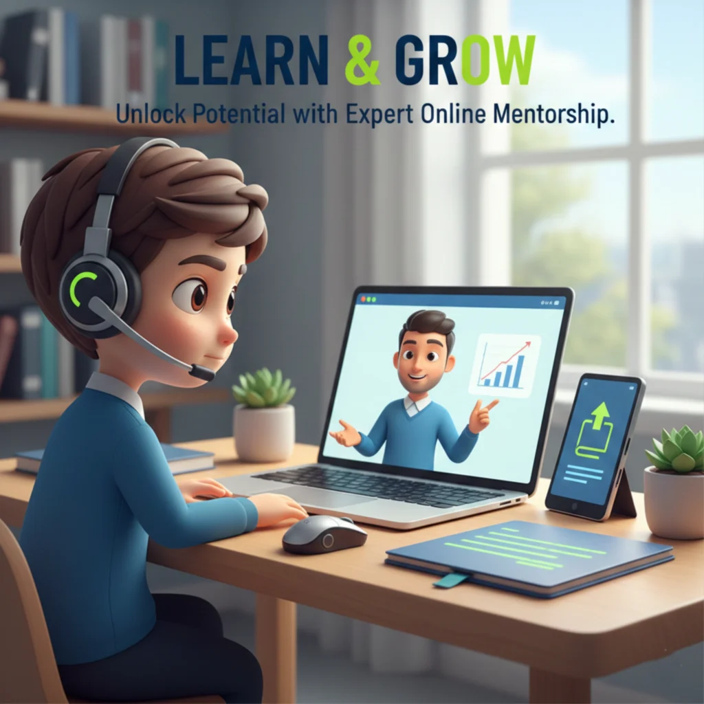 Child wearing headphones attending an online learning video call with a teacher